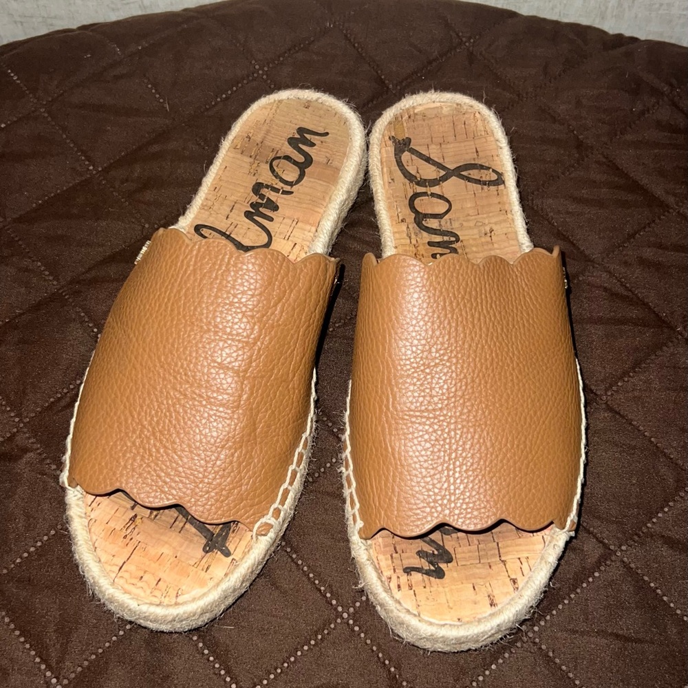 Brown Leather Slip-On Espadrilles